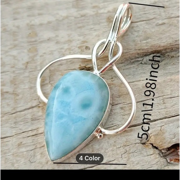 Personalized Artificial Gemstone Pendant Alloy Silver Plated Charm Boho Retro. - Picture 3 of 3